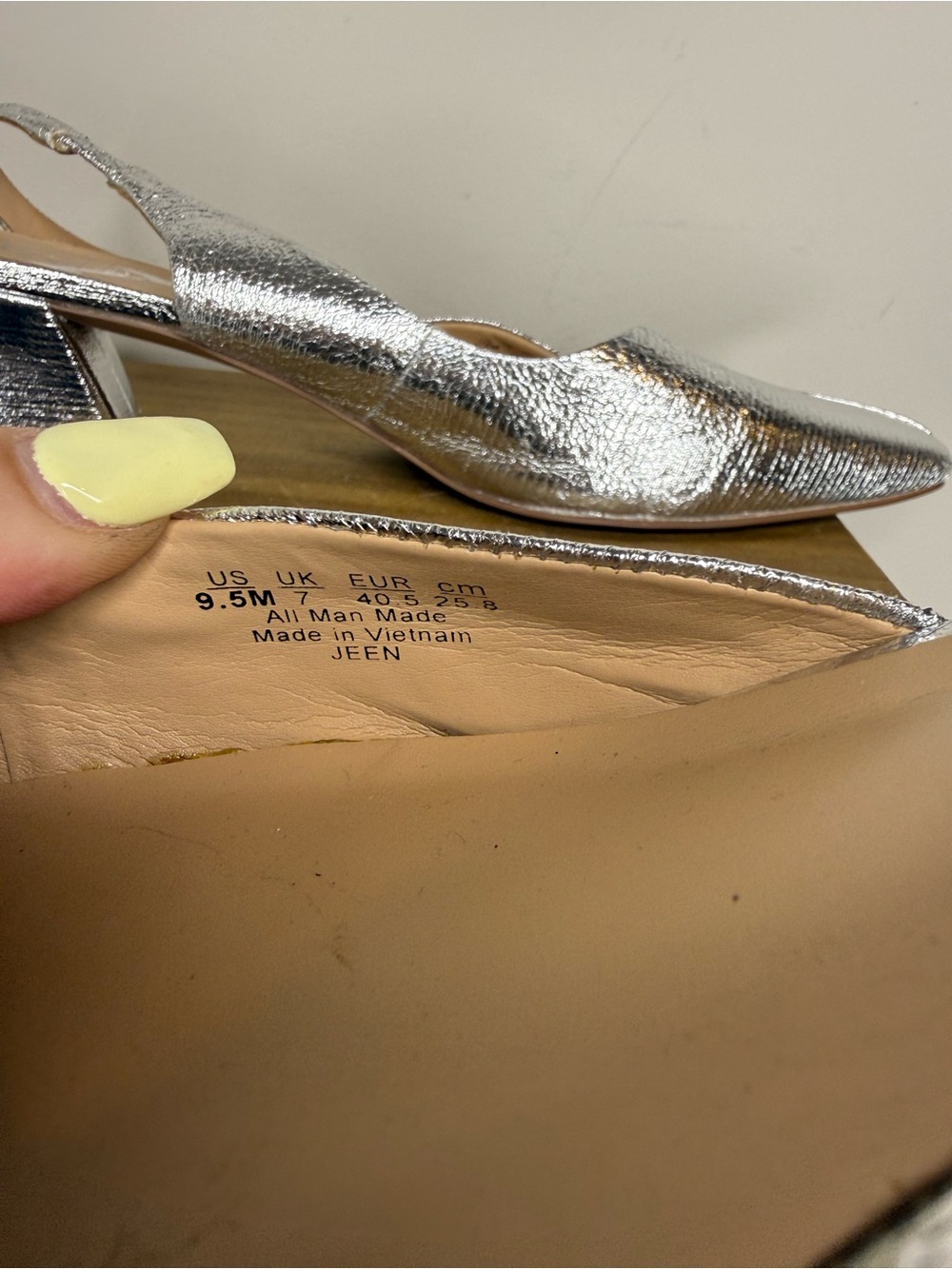 Farylrobin Silver Metallic Slingback Block Heel Pumps - Picture 7 of 7